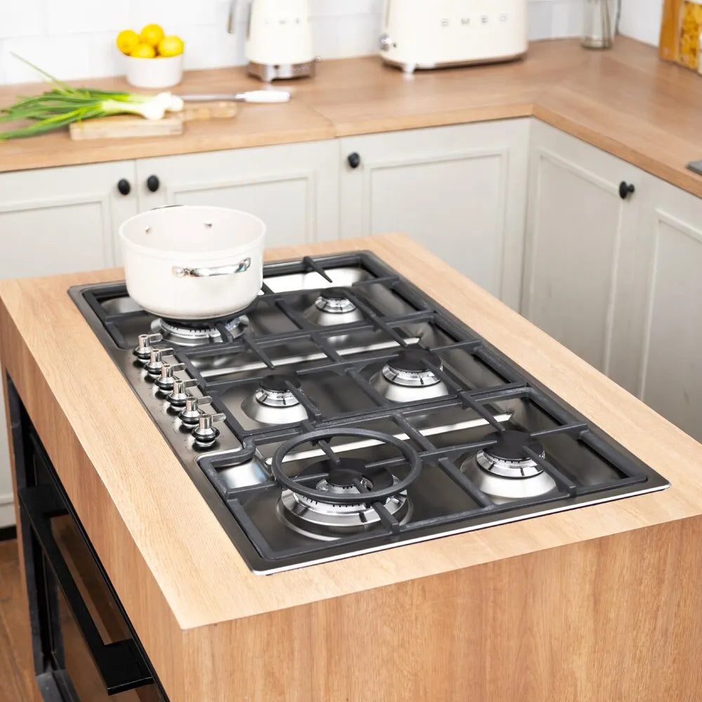 Kit Campana 60 + Encimera Gas Clasica 90 6 Quemadores + Horno Galileo Pirolitico Smeg-Kits de Cocción