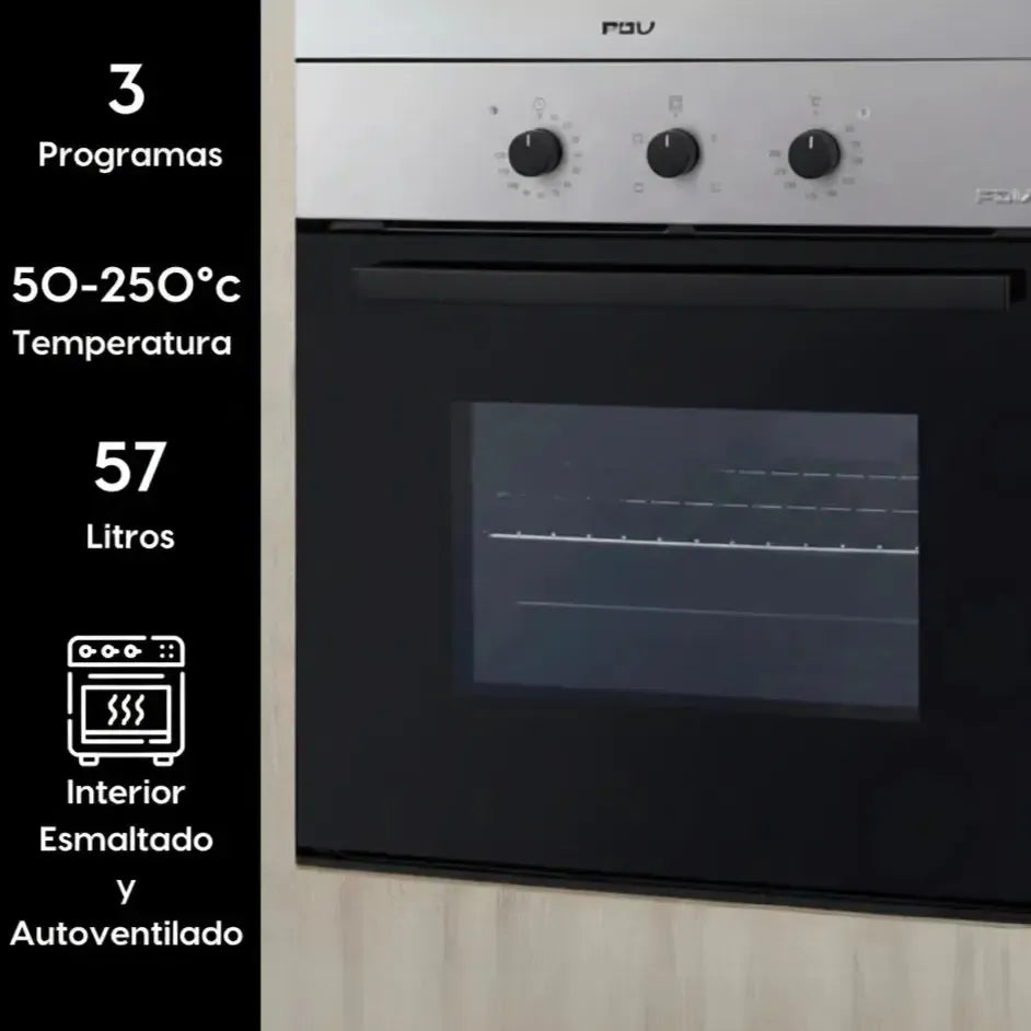 Kit Campana Kubli Neu Slider + Encimera FDV Design 60 2.0 NAT + Horno Empotrado Design 57 Lts FDV-Kits de Cocción