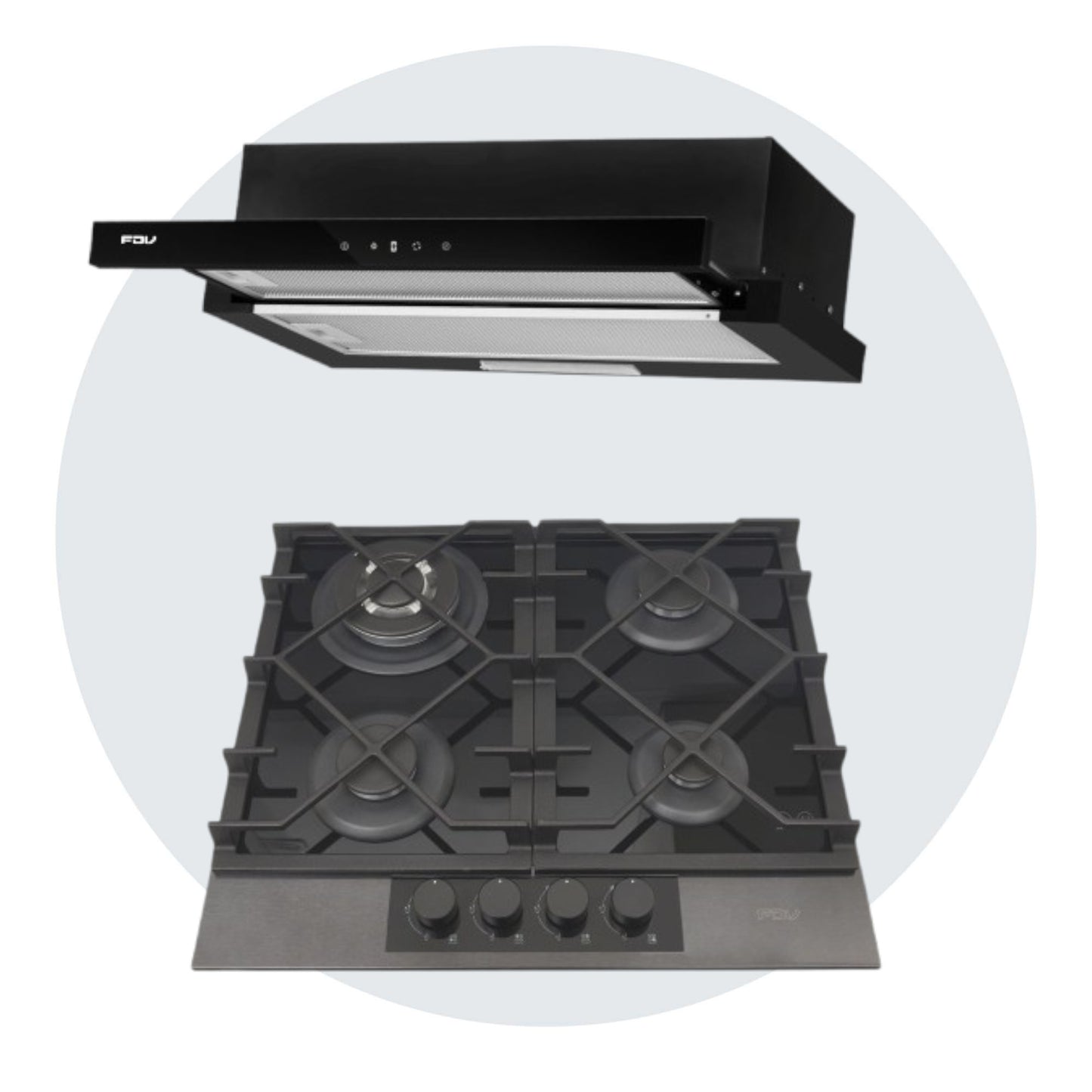 Kit Campana Twin Black 60 + Encimera Signature 60 Licuado FDV-Kitchen Center