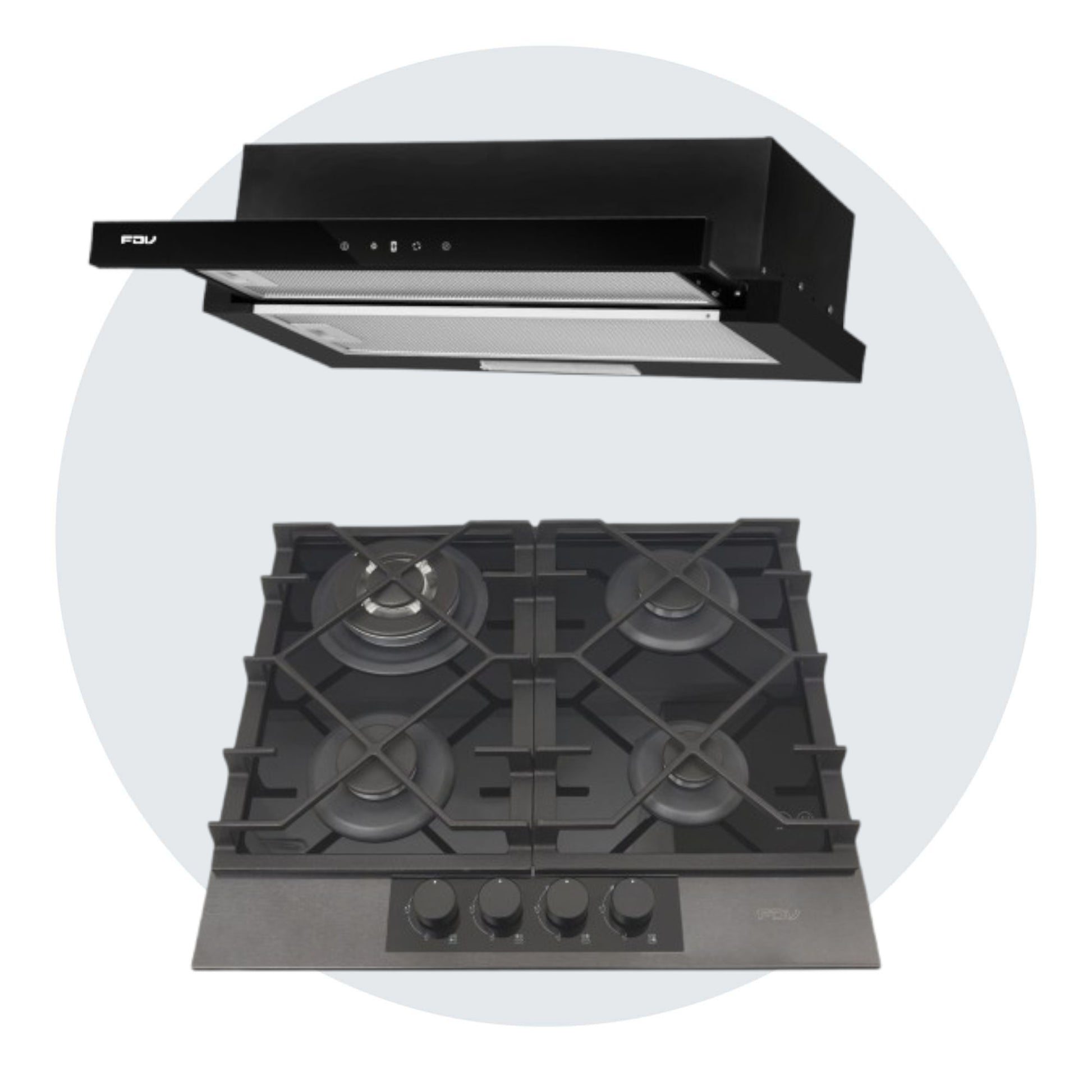 Kit Campana Twin Black 60 + Encimera Signature 60 Licuado FDV-Kitchen Center