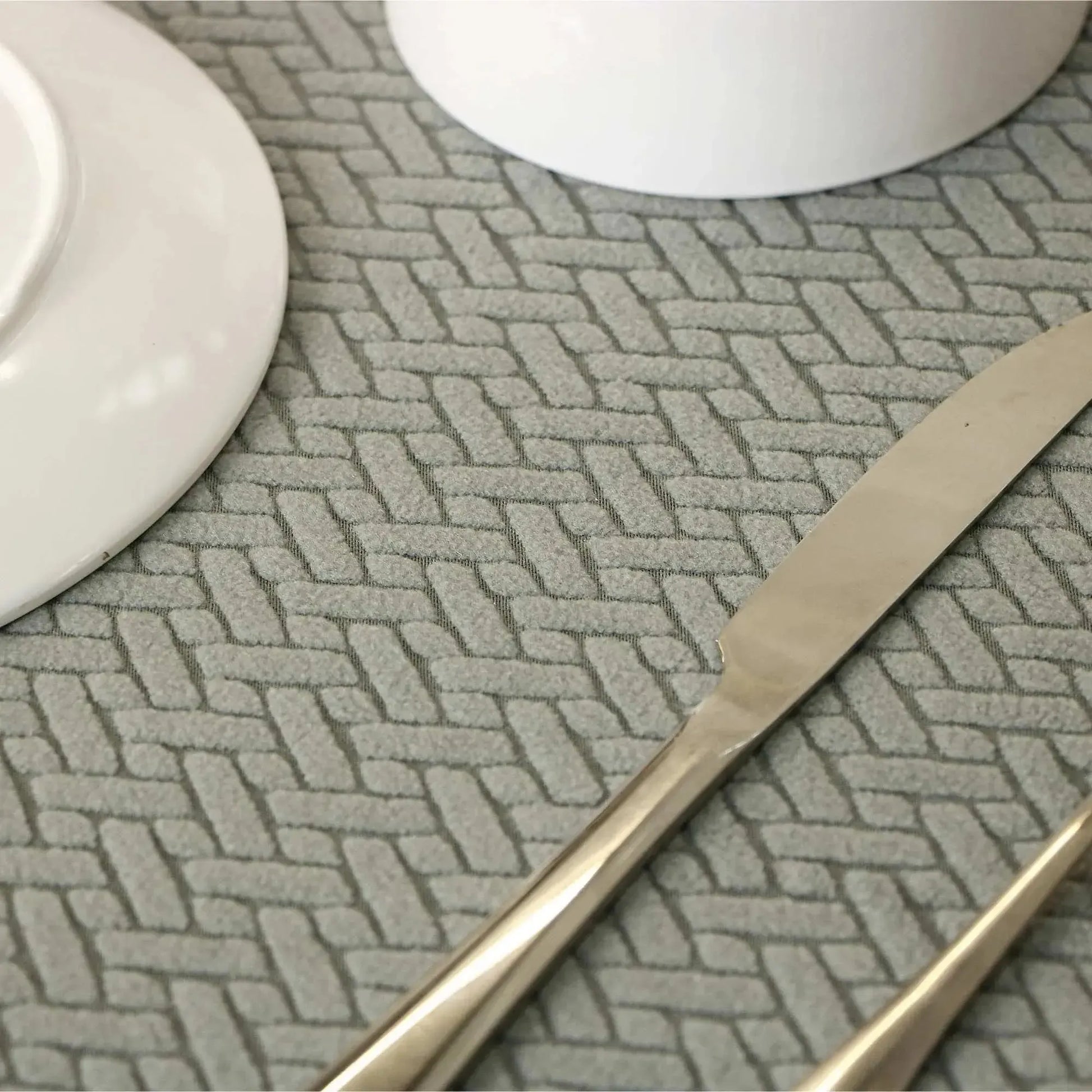 Kit Cocina 4 Piezas: 2 Mat Secaplatos 38x51 + Paños Algodón 50x70 Gris Verde Olivo Decoexpress-Secaplatos