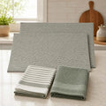 Kit Cocina 4 Piezas: 2 Mat Secaplatos 38x51 + Paños Algodón 50x70 Gris Verde Olivo Decoexpress-Secaplatos