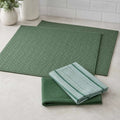 Kit Cocina 4 Piezas: 2 Mat Secaplatos 38x51 Verde Olivo + Paños Algodón 50x70 Verde Decoexpress-Secaplatos