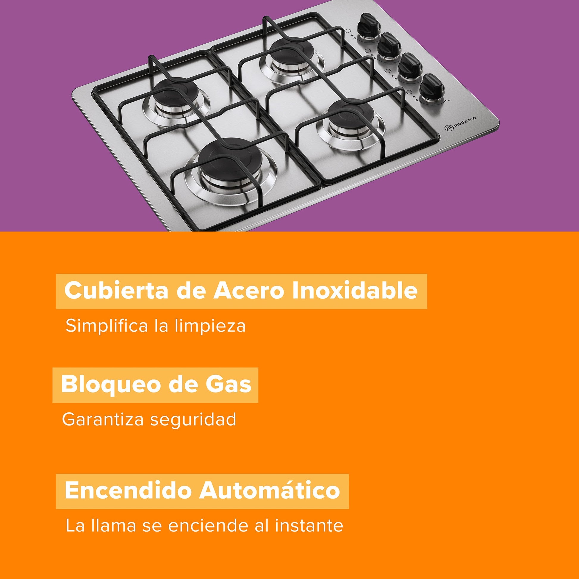 Kit empotrable Horno OM6TB + Encimera KM4GX + Campana DM6SS Mademsa-Combinaciones y Kits