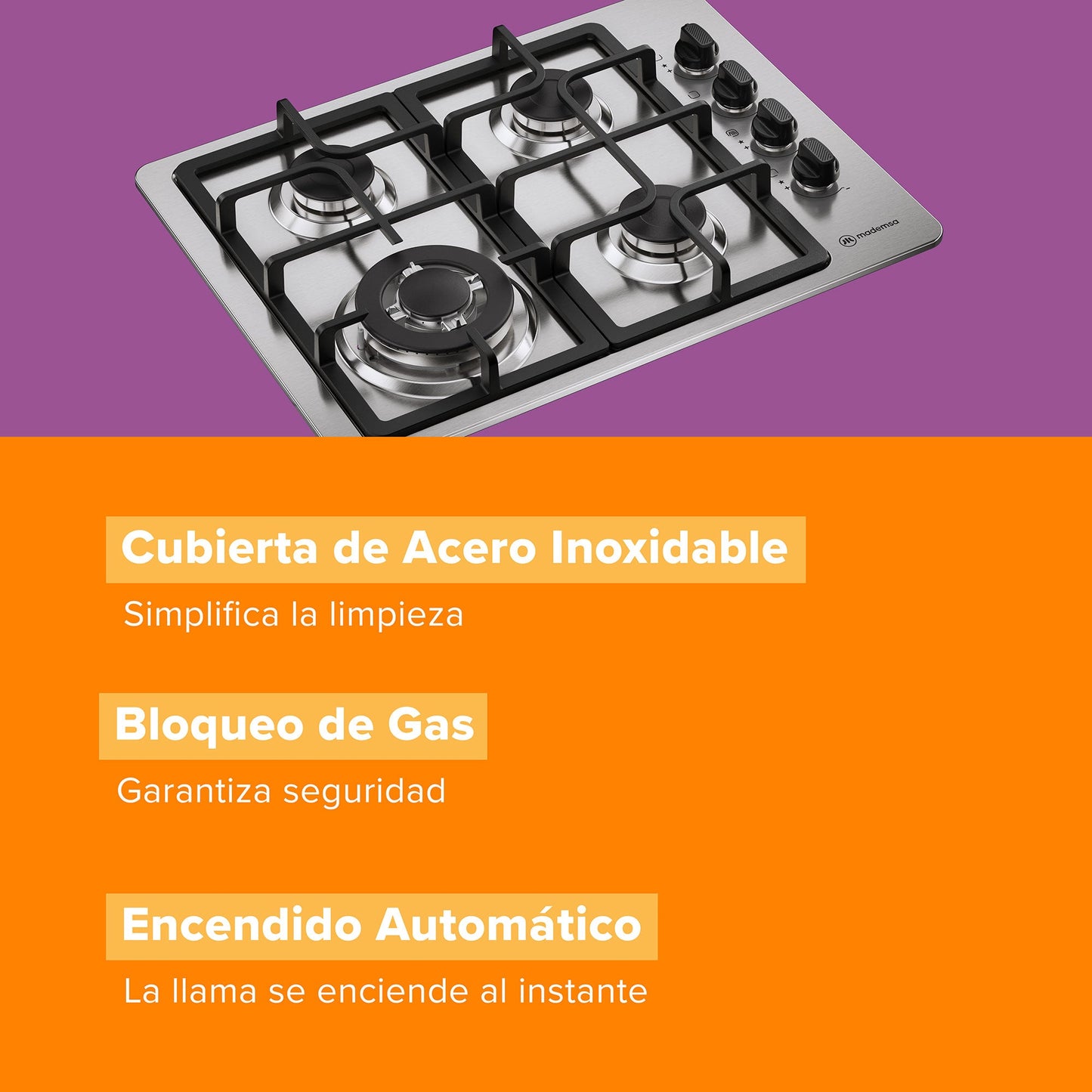 Kit empotrable Horno OM6TX + Encimera KM4TX + Campana DM6SS Mademsa-Combinaciones y Kits