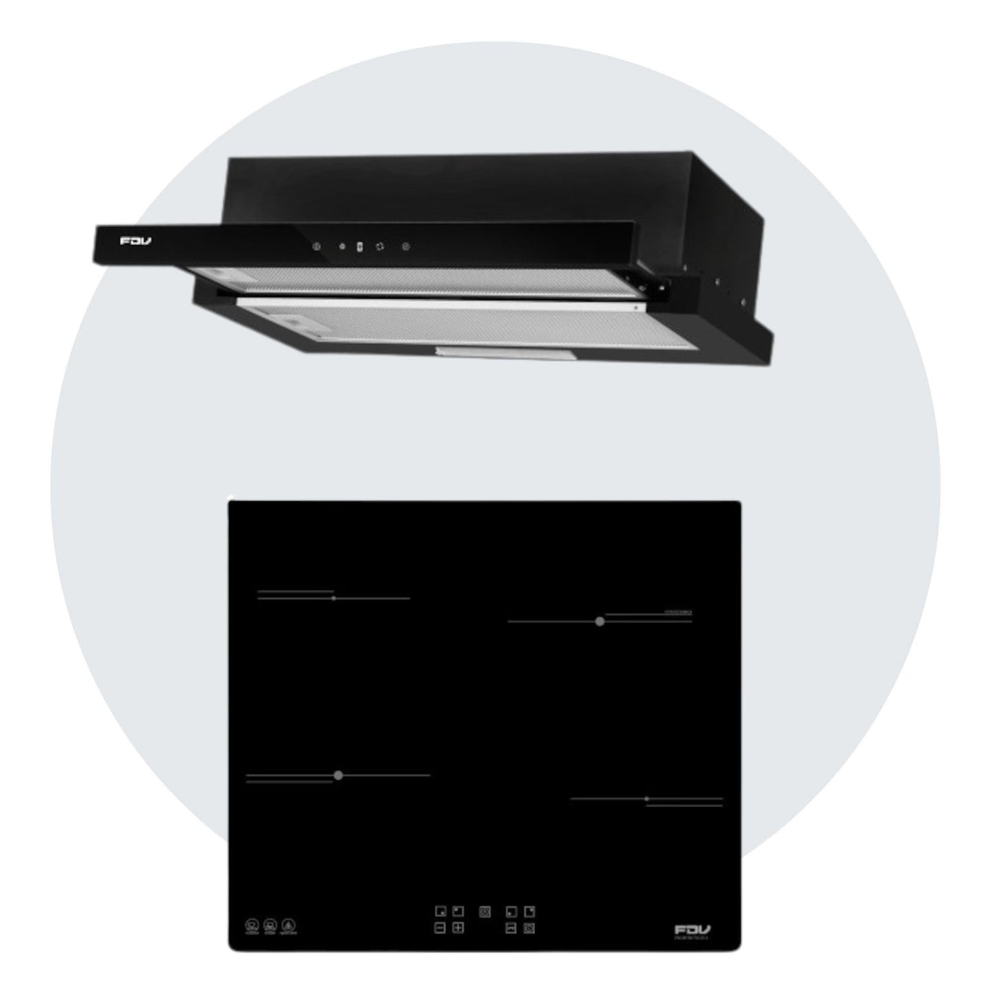 Kit Encimera FDV Vitro Focus + Campana FDV Twin Black 60-Kitchen Center