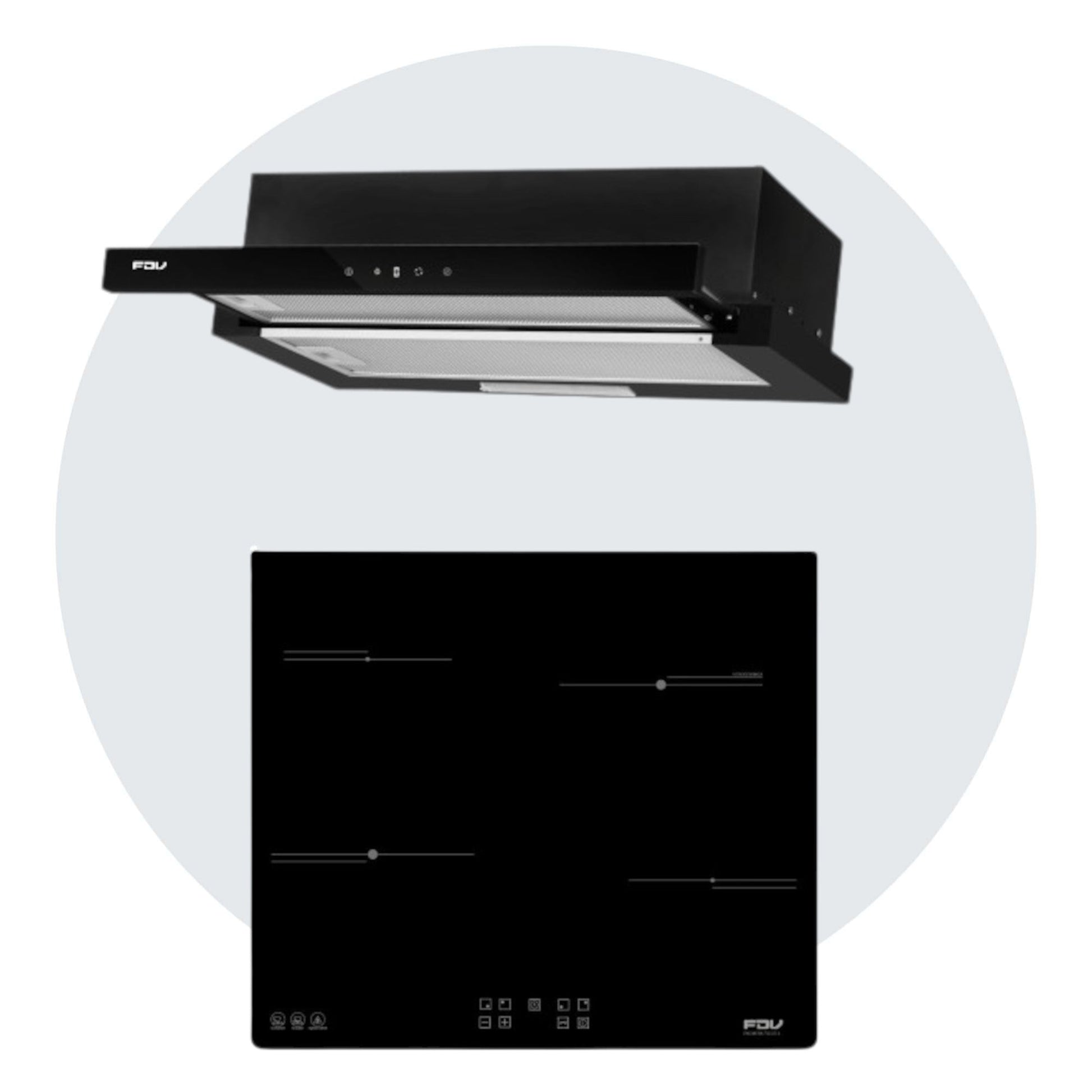 Kit Encimera FDV Vitro Focus + Campana FDV Twin Black 60-Kitchen Center