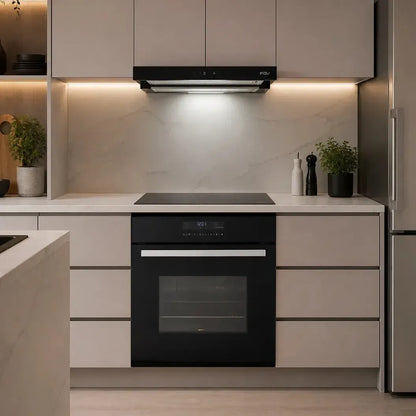 Kit Encimera Inducción Magno 4Q 60 cm FDV + Campana City Black Bajo Mueble 60 cm 452 m3/h FDV + Horno Elegance Touch 58 Lts FDV-Kits de Cocción