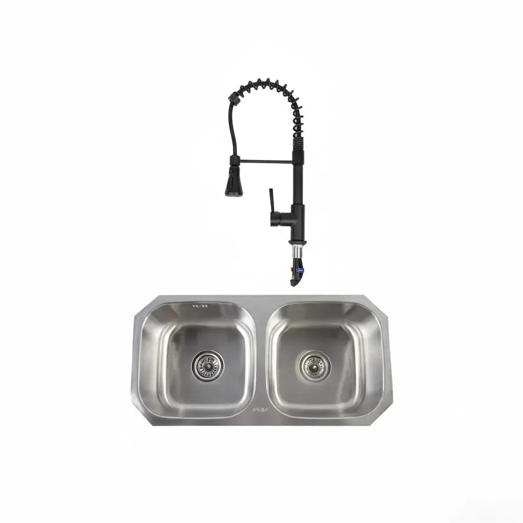 Kit Grifería Top Pro 4.0 Black + Lavaplatos Pio Square FDV