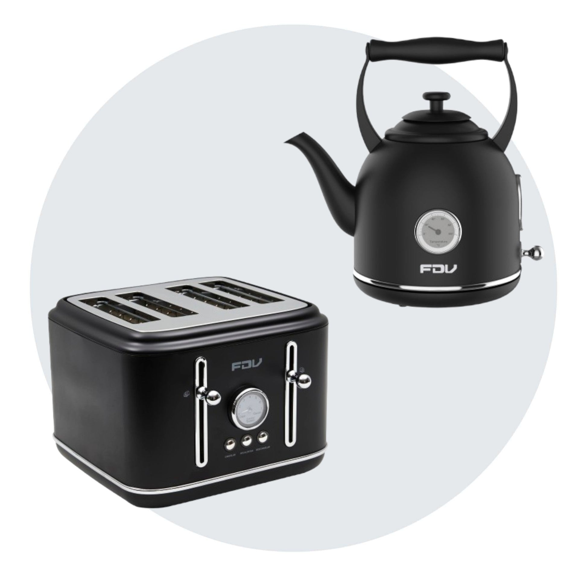 Kit Hervidor 1.7L FDV Iconic Black +Tostador 4 Rebanadas FDV Iconic Black-Kitchen Center