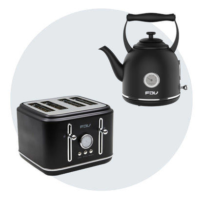 Kit Hervidor 1.7L FDV Iconic Black +Tostador 4 Rebanadas FDV Iconic Black-Kitchen Center
