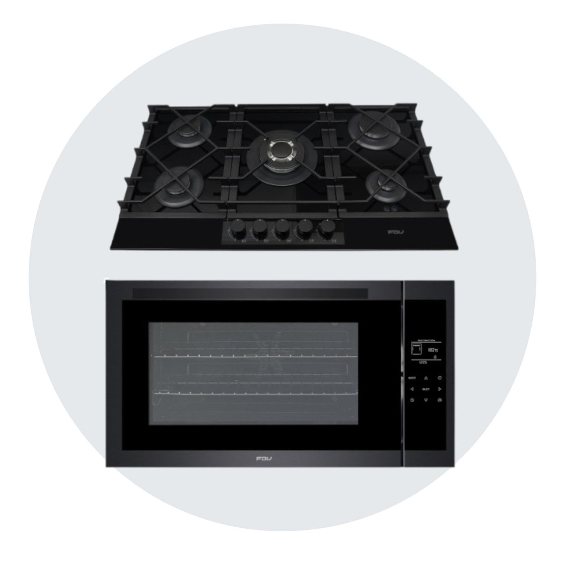 Kit Horno Empotrado Deluxe Prestige Chef 88 Lts FDV + Encimera a Gas Natural Signature 5 Quemadores 90 cm FDV-Kitchen Center
