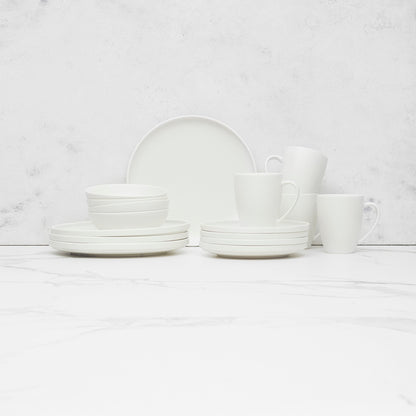 Kit Juego de Vajilla Coquinaria Blanco 16 piezas Coquinaria +  Set de Cuchillería Timeless para 4 personas 28pzs Coquinaria