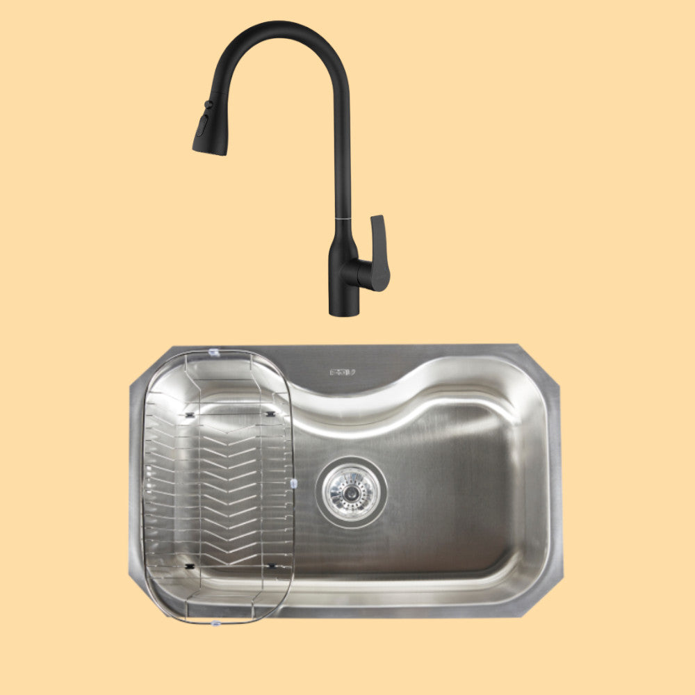 Kit Lavaplatos Acqua Bajo Cubierta + Grifería FDV Steel Black-Kits Lavado
