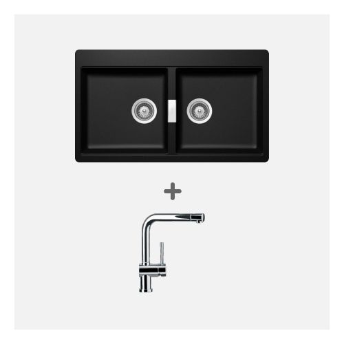 KIT Lavaplatos Horizont N-200 Magma + Grifería Schock Piega Cromada Schock1#Negro