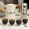 Kit Molinillo de Café y Especies Cali + Set 4 Tazas Espresso Simple Cook + Cafetera Italiana Simple Cook Siena 6 tazas