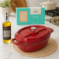Kit Olla Hierro Fundido Roja 4.1 lts + Aceite Oliva extra virgen en Spray + Arroz para Risotto Carnaroli 1 kg Cipriani-Combinaciones y Kits