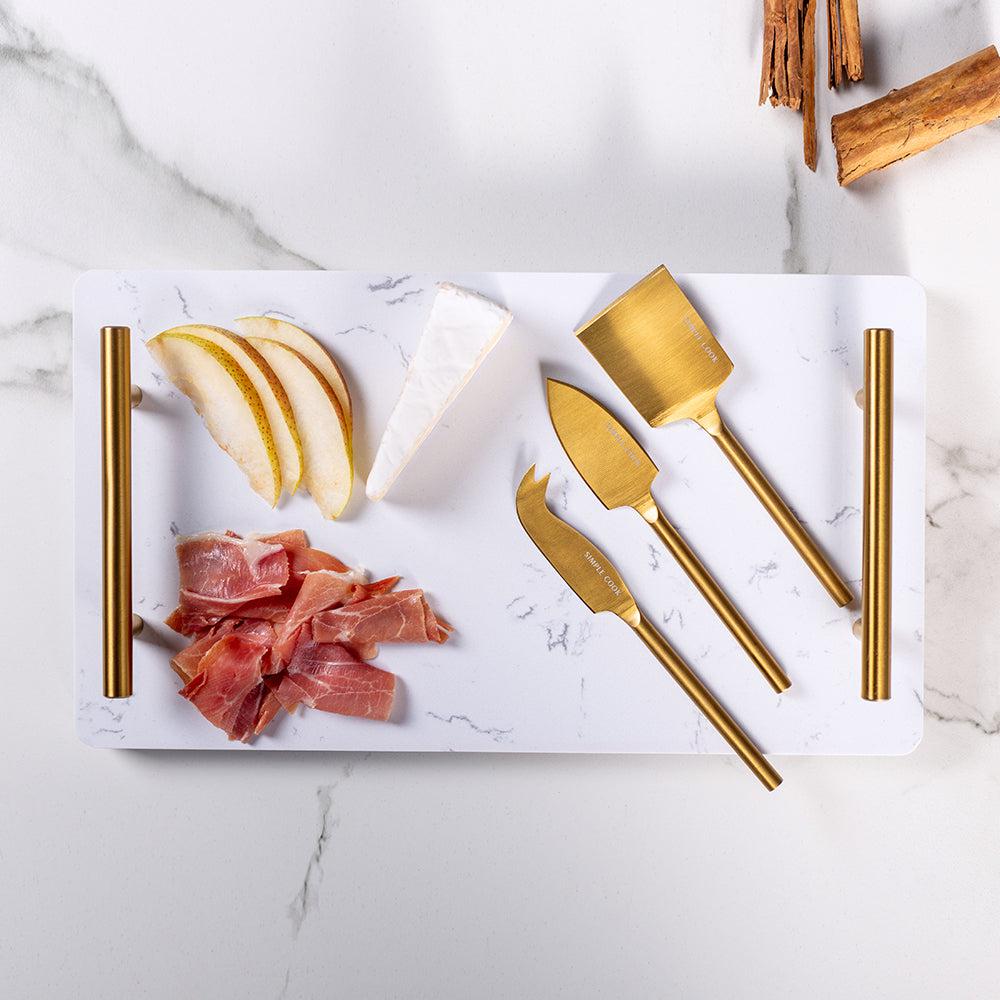 Kit Set Descorchador Dominius + Set Tabla De Aperitivo Element + 3 Cuchillos