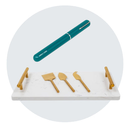 Kit Set Descorchador Dominius + Set Tabla De Aperitivo Element + 3 Cuchillos