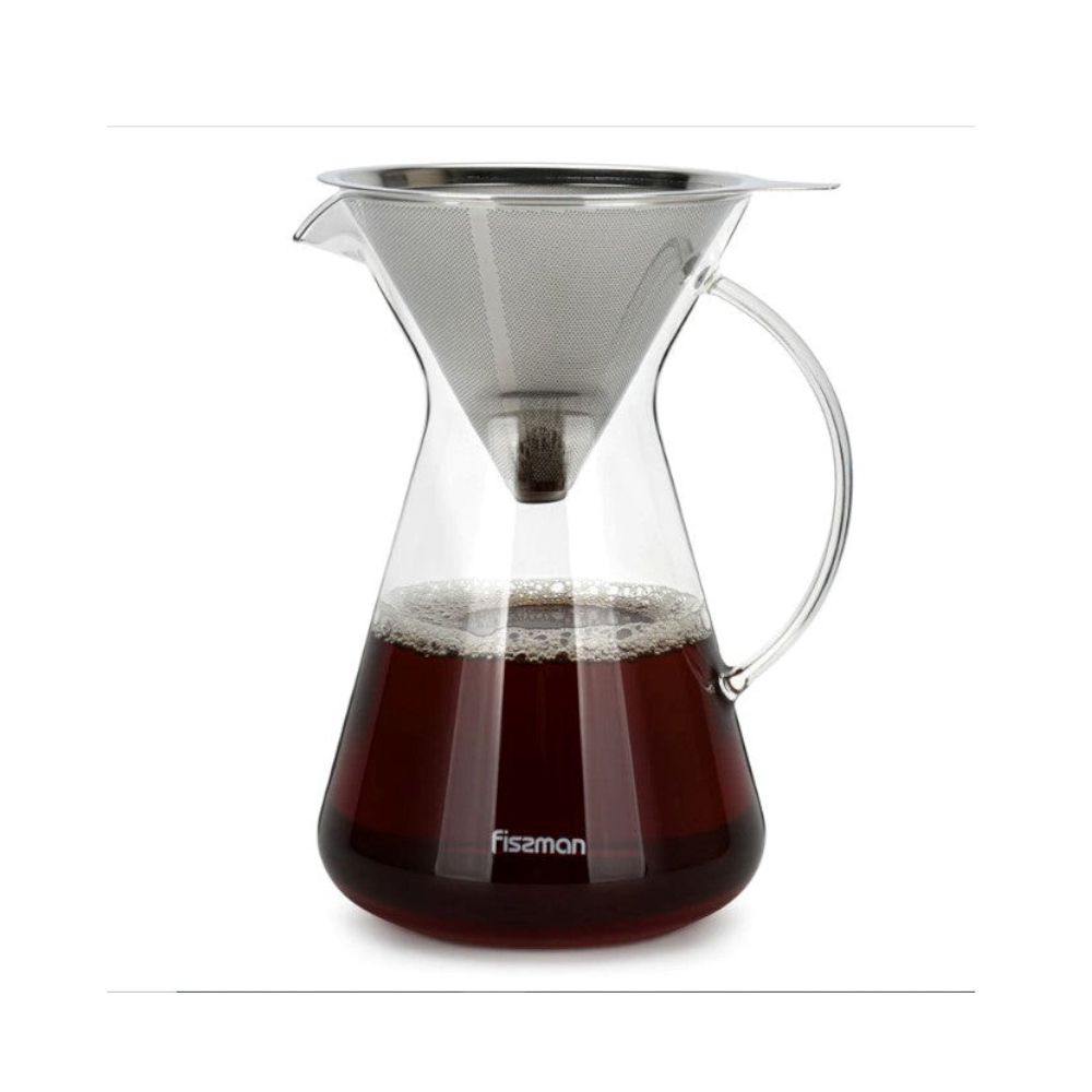 Cafetera Manual Pour Over Filtro De Acero 900 Ml Fissman2#Vidrio