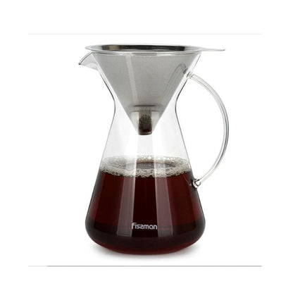 Cafetera Manual Pour Over Filtro De Acero 900 Ml Fissman2#Vidrio
