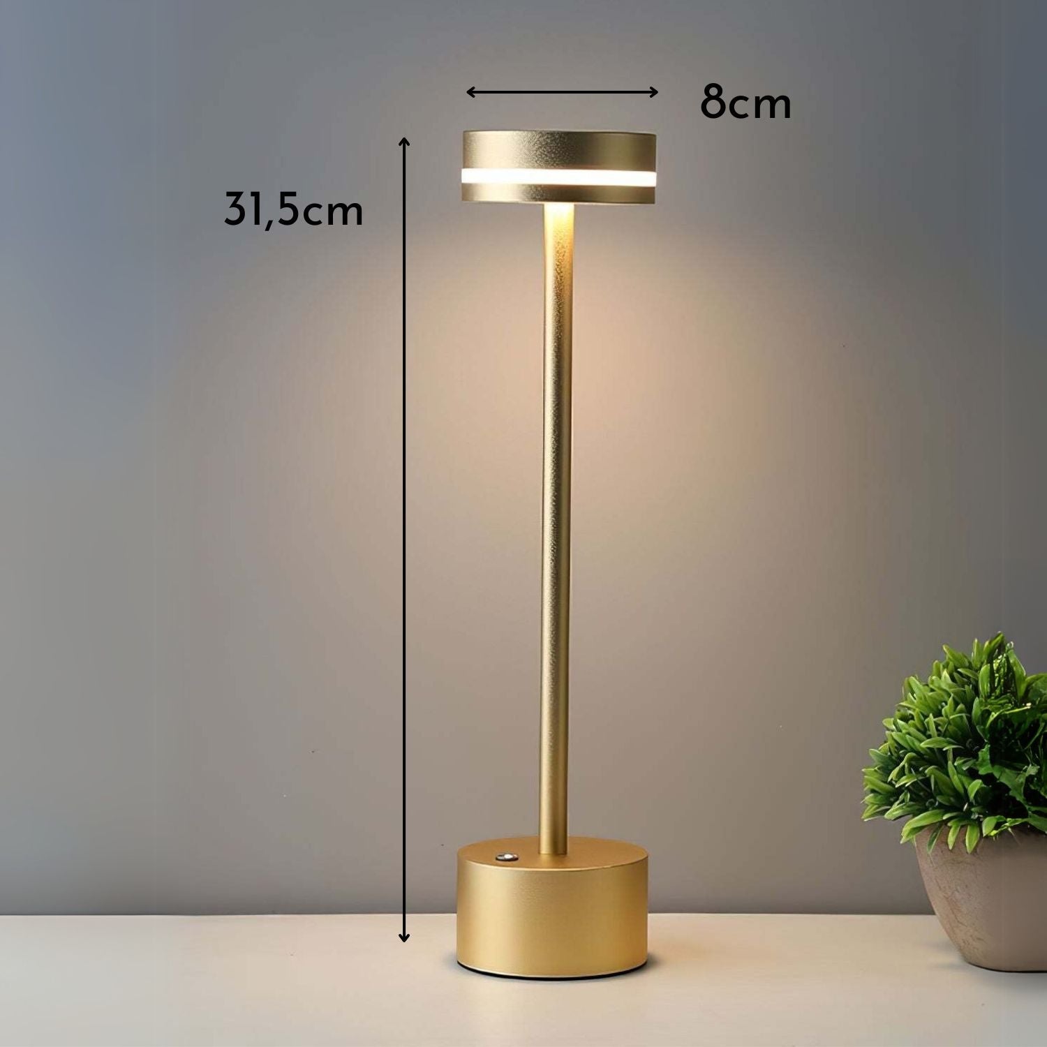 Lámpara de Mesa Led Alta Recargable Santú Home & Deco4#Dorado