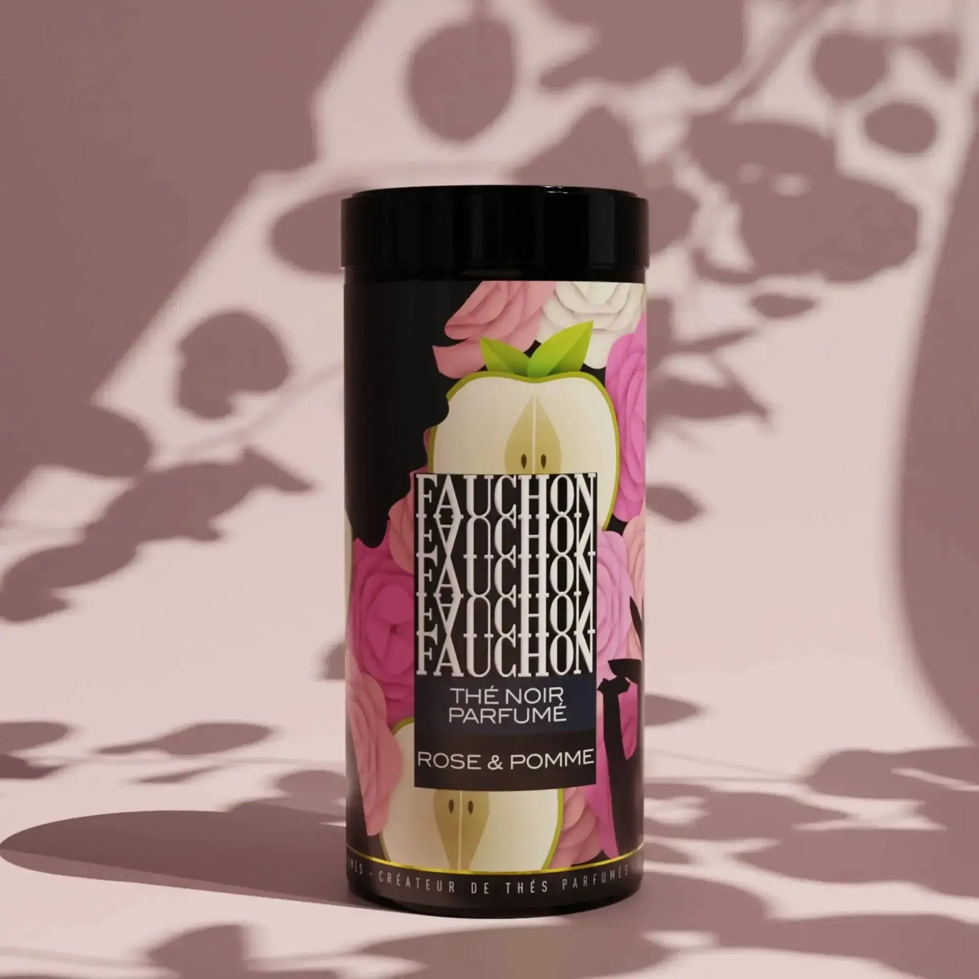 Lata de Té en Hoja Rosa & Manzana 110grs Fauchon + Tetera de Vidrio 650 ml Coquinaria-Kits Menaje