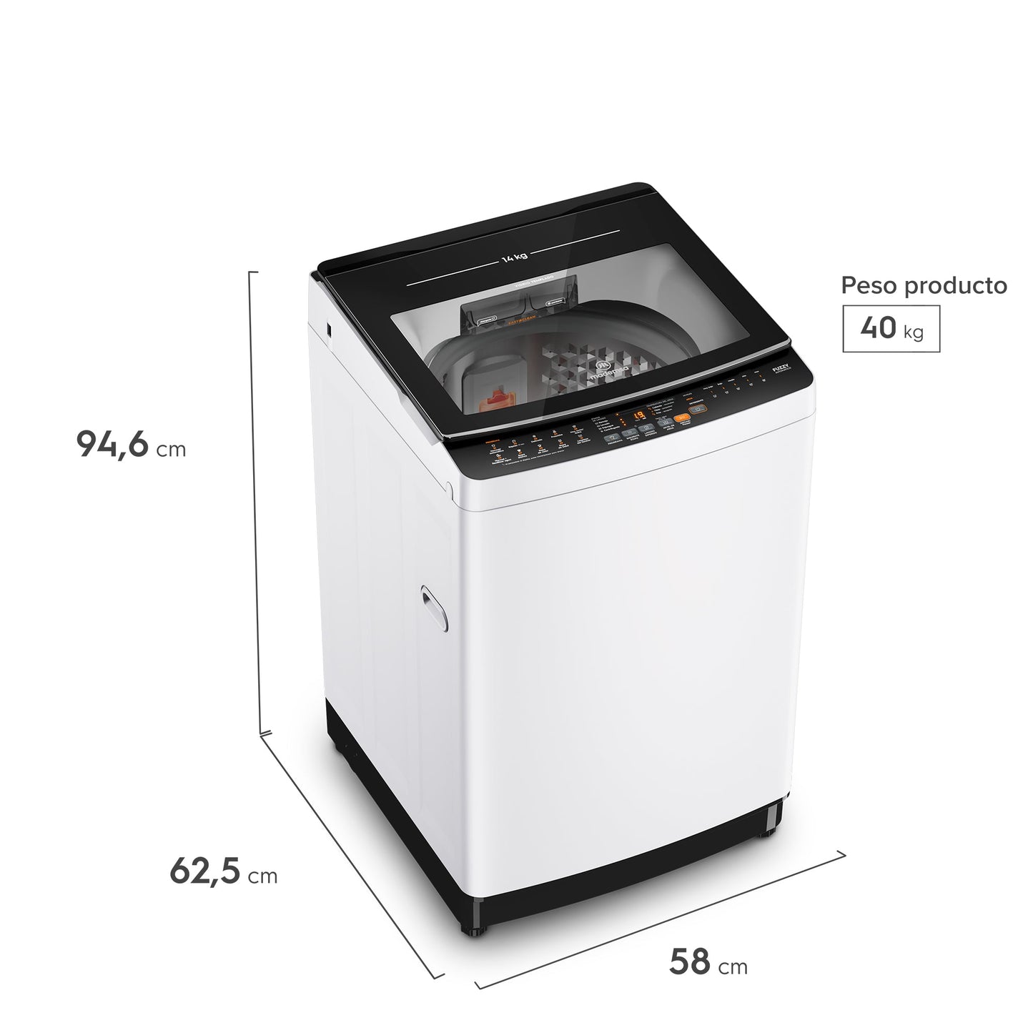 Lavadora Automática 14Kg Carga Superior MDWMT14W Mademsa-Lavadoras