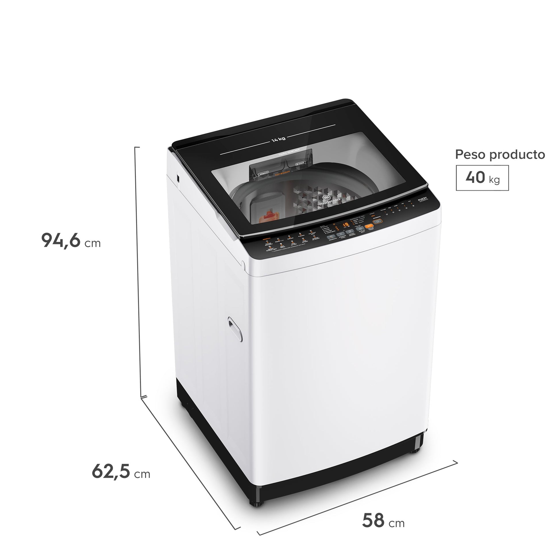 Lavadora Automática 14Kg Carga Superior MDWMT14W Mademsa-Lavadoras