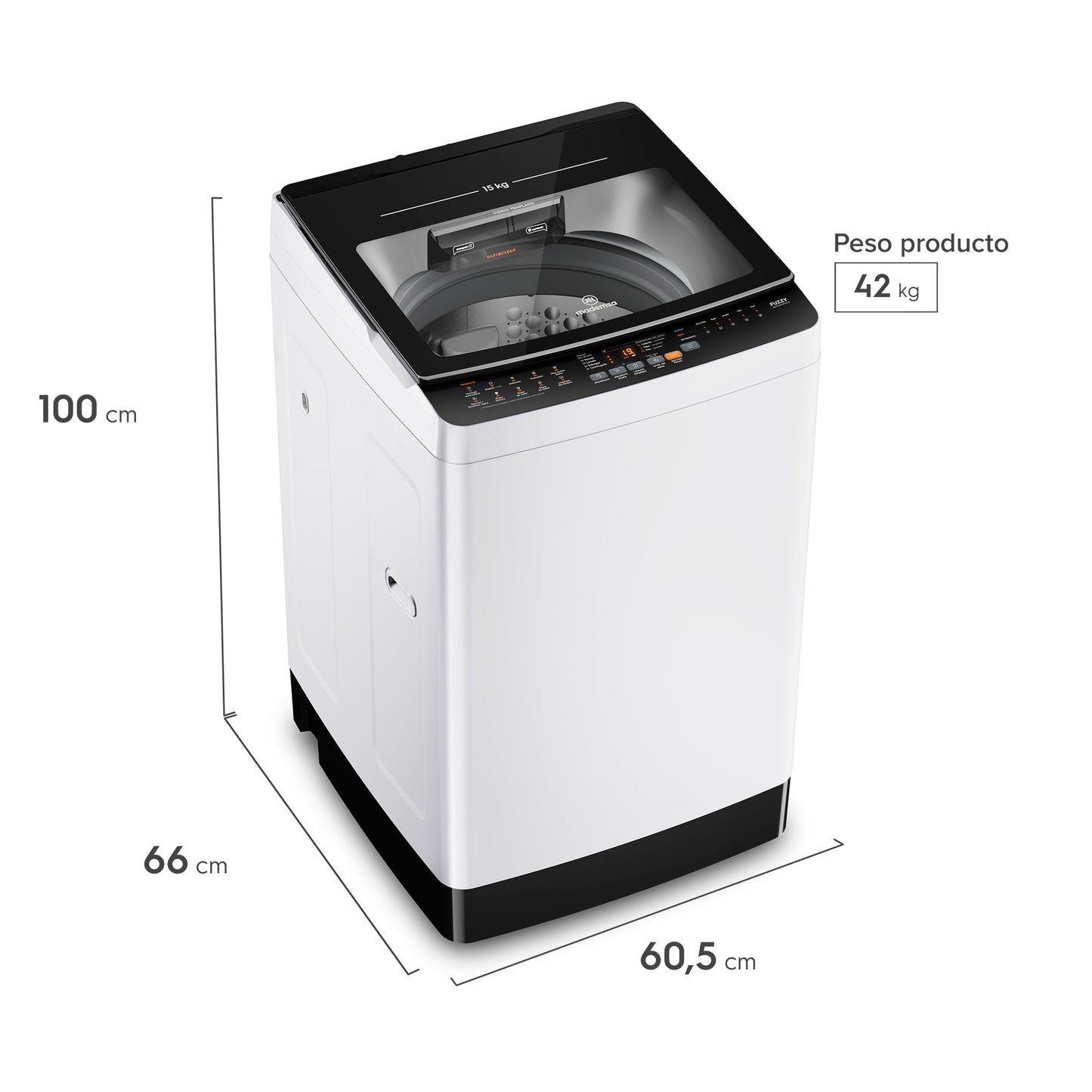 Lavadora Automática 15Kg Carga Superior MDWMT15W Mademsa-Lavadoras