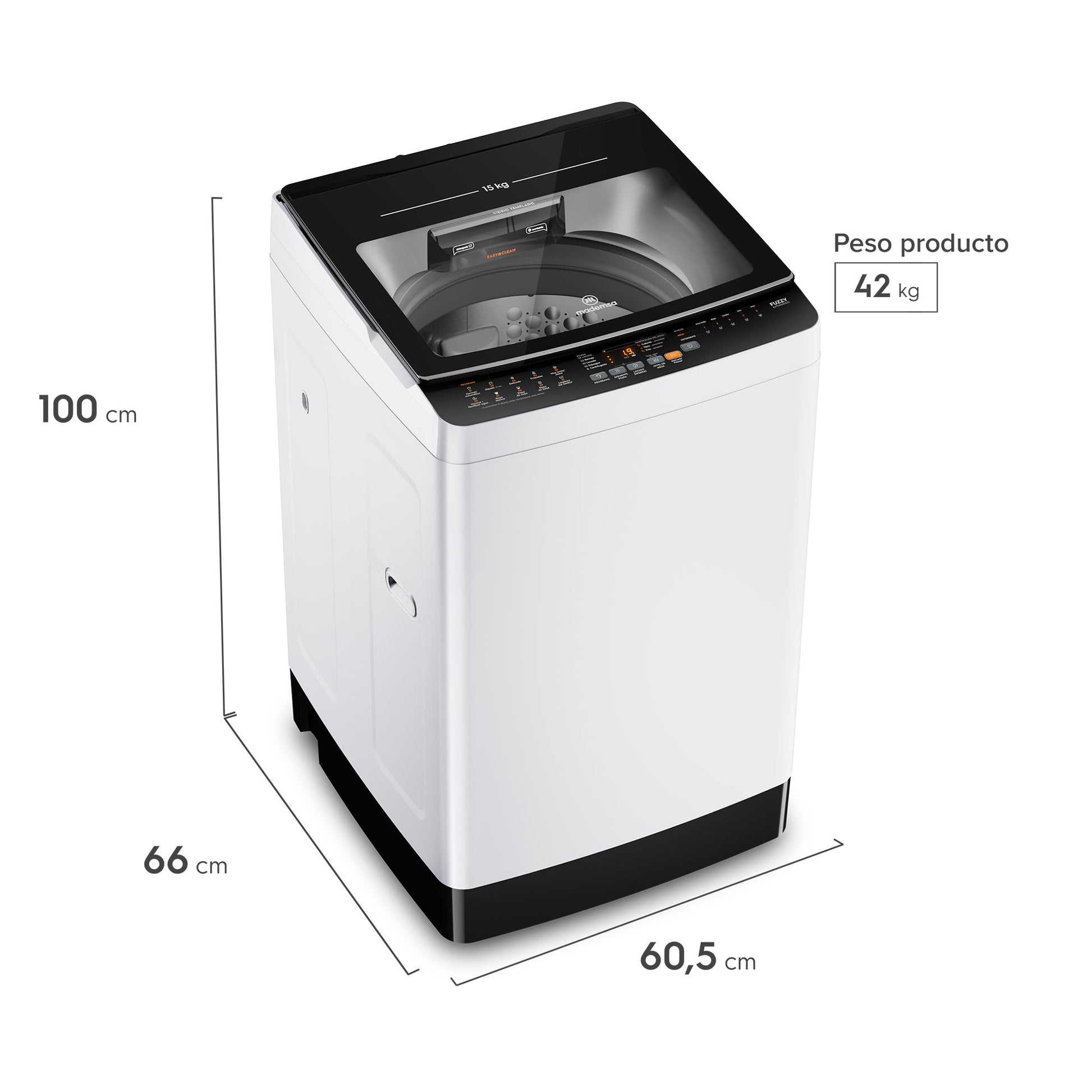 Lavadora Automática 15Kg Carga Superior MDWMT15W Mademsa-Lavadoras