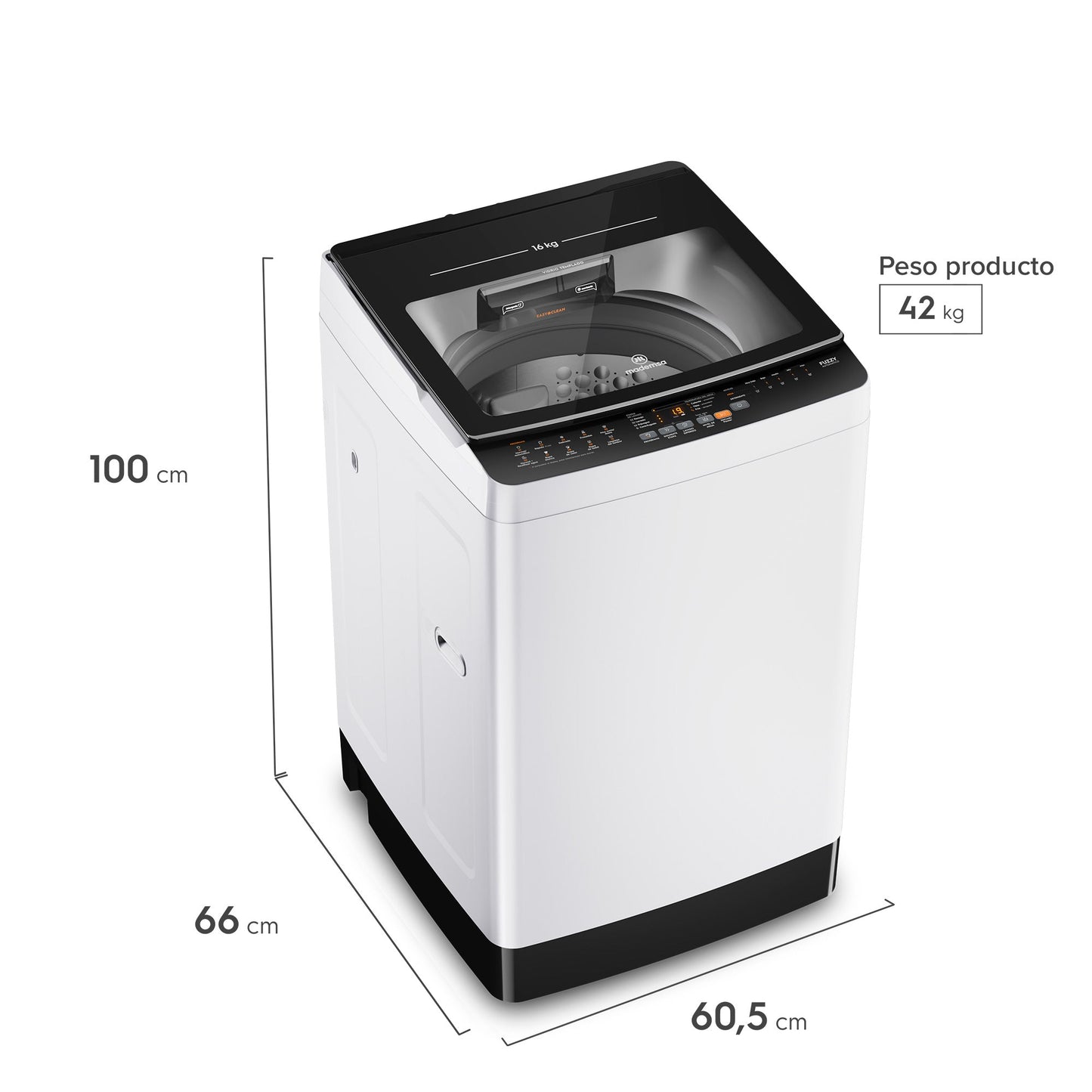 Lavadora Automática 16Kg Carga Superior MDWMT16W Mademsa-Lavadoras