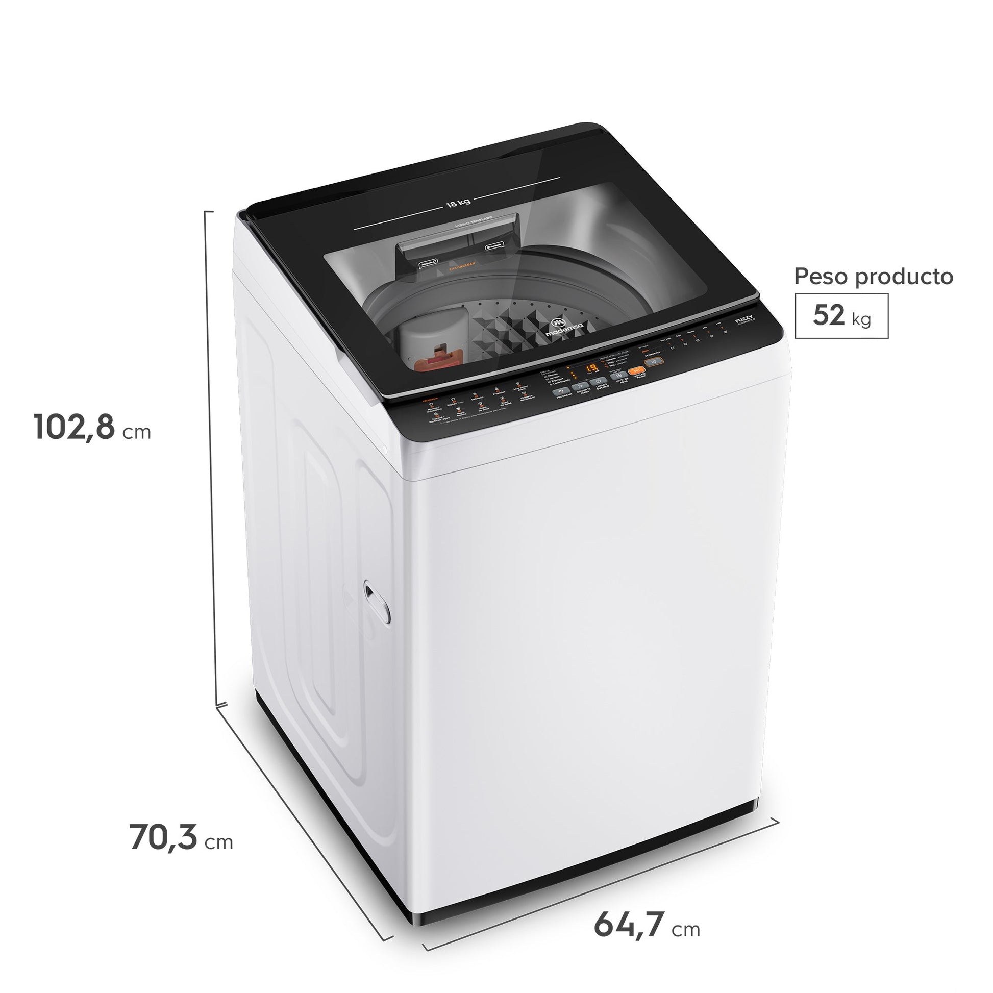 Lavadora Automática 18Kg Carga Superior MDWMT18W Mademsa-Lavadoras