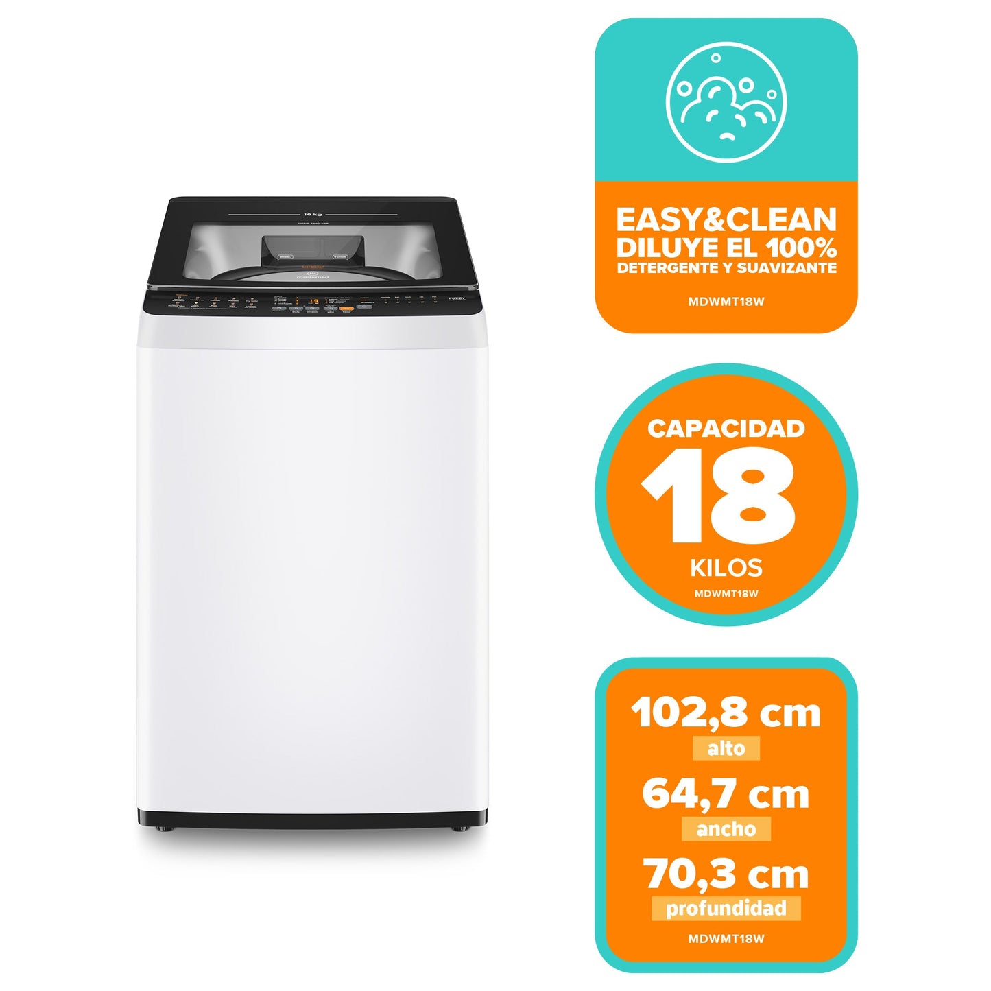 Lavadora Automática 18Kg Carga Superior MDWMT18W Mademsa-Lavadoras
