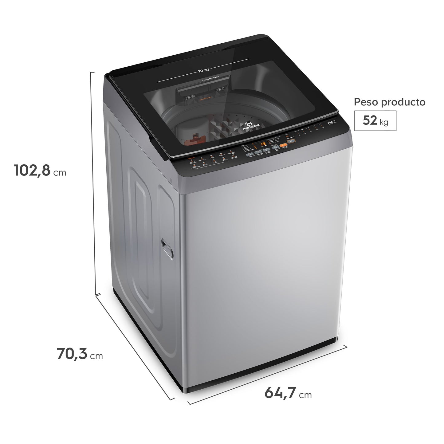Lavadora Automática 20Kg Carga Superior MDWMT20S Mademsa-Lavadoras