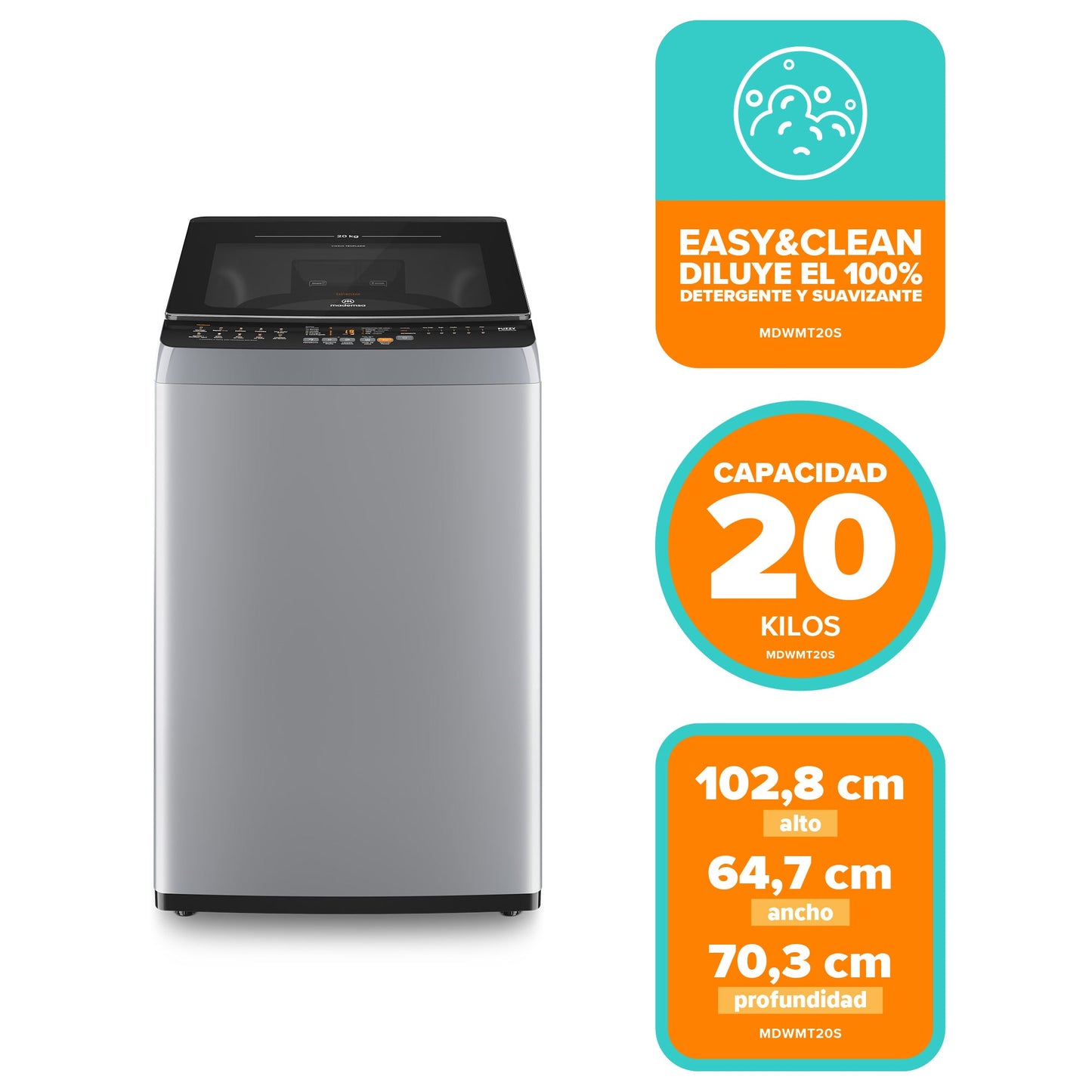 Lavadora Automática 20Kg Carga Superior MDWMT20S Mademsa-Lavadoras