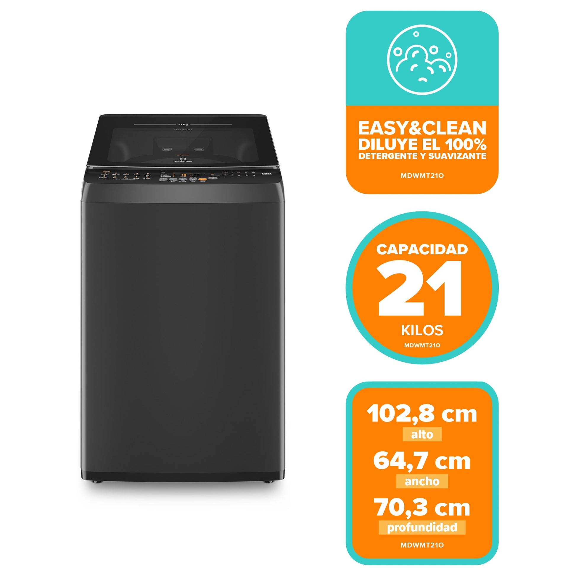Lavadora Automática 21Kg Carga Superior MDWMT21O Mademsa-Lavadoras