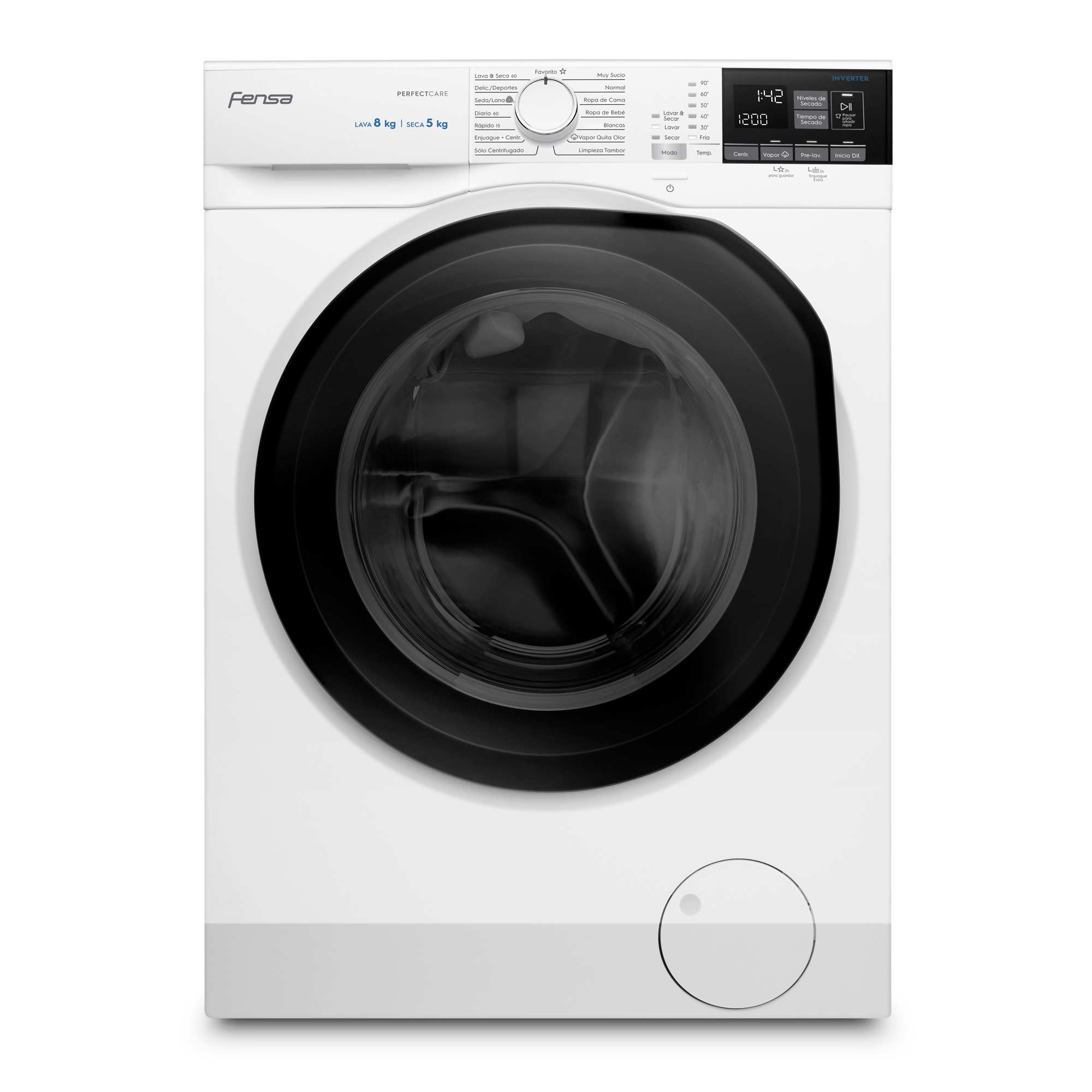 Lavadora Secadora 8Kg Carga Frontal Vapour Care y AutoSense 8WD Fensa ...