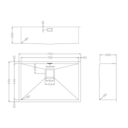 Lavaplatos Bajo Cubierta Acero Inox Big Cubus Nano Black FDV-Lavaplatos