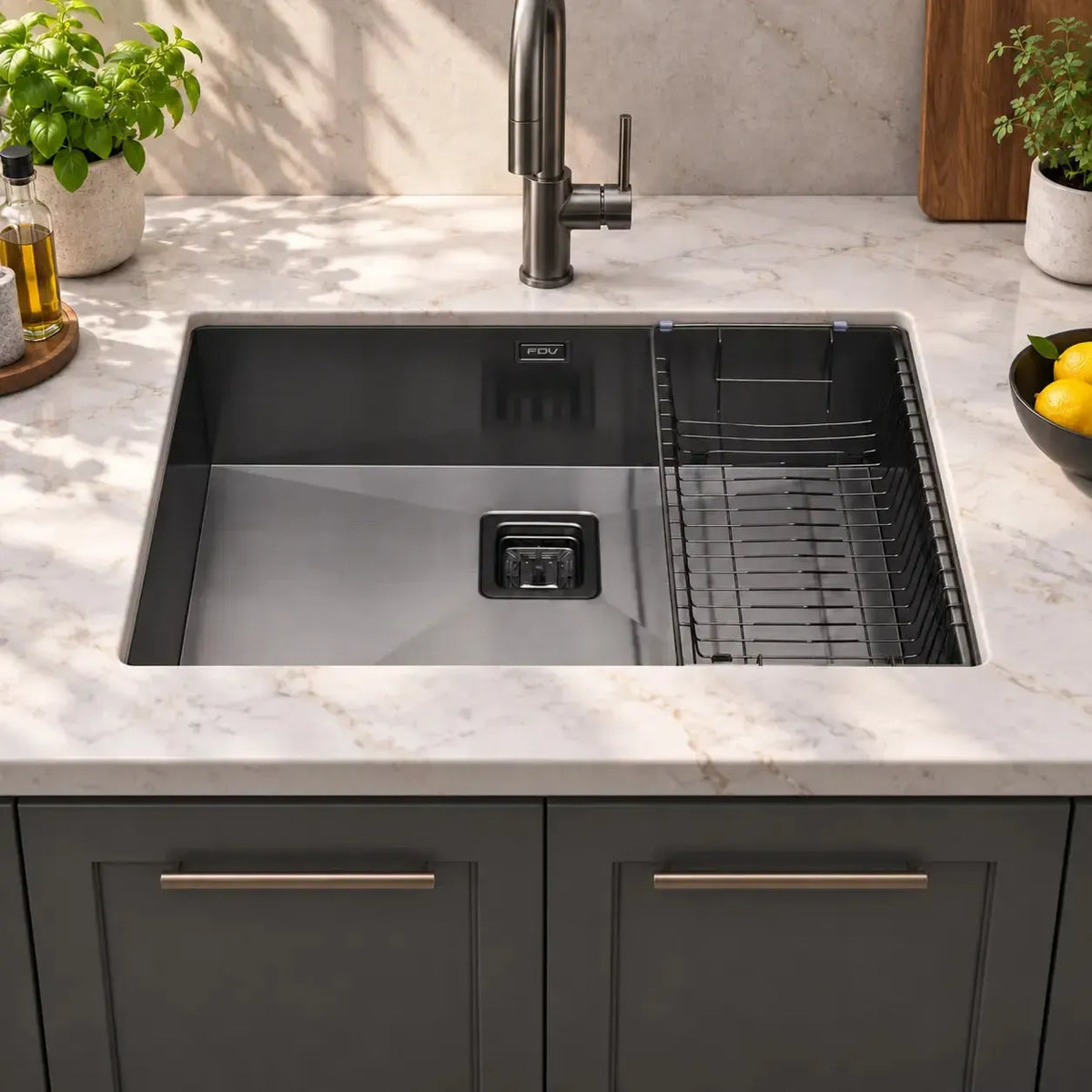 Lavaplatos Bajo Cubierta Acero Inox Big Cubus Nano Black FDV-Lavaplatos