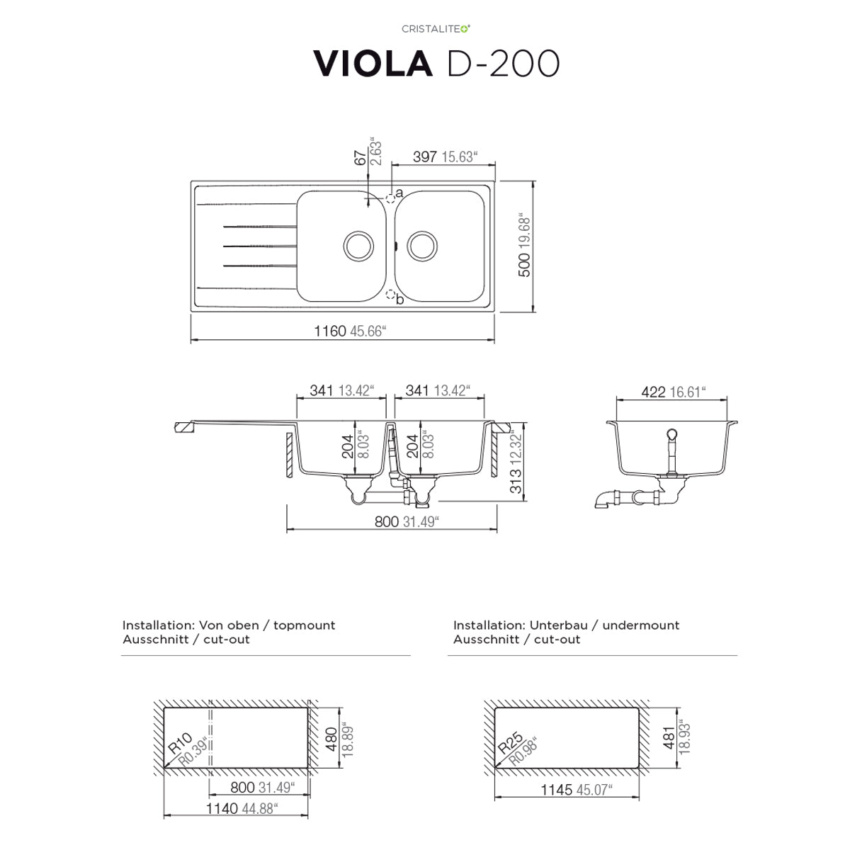 Lavaplatos Viola D 200 Schock6#Negro