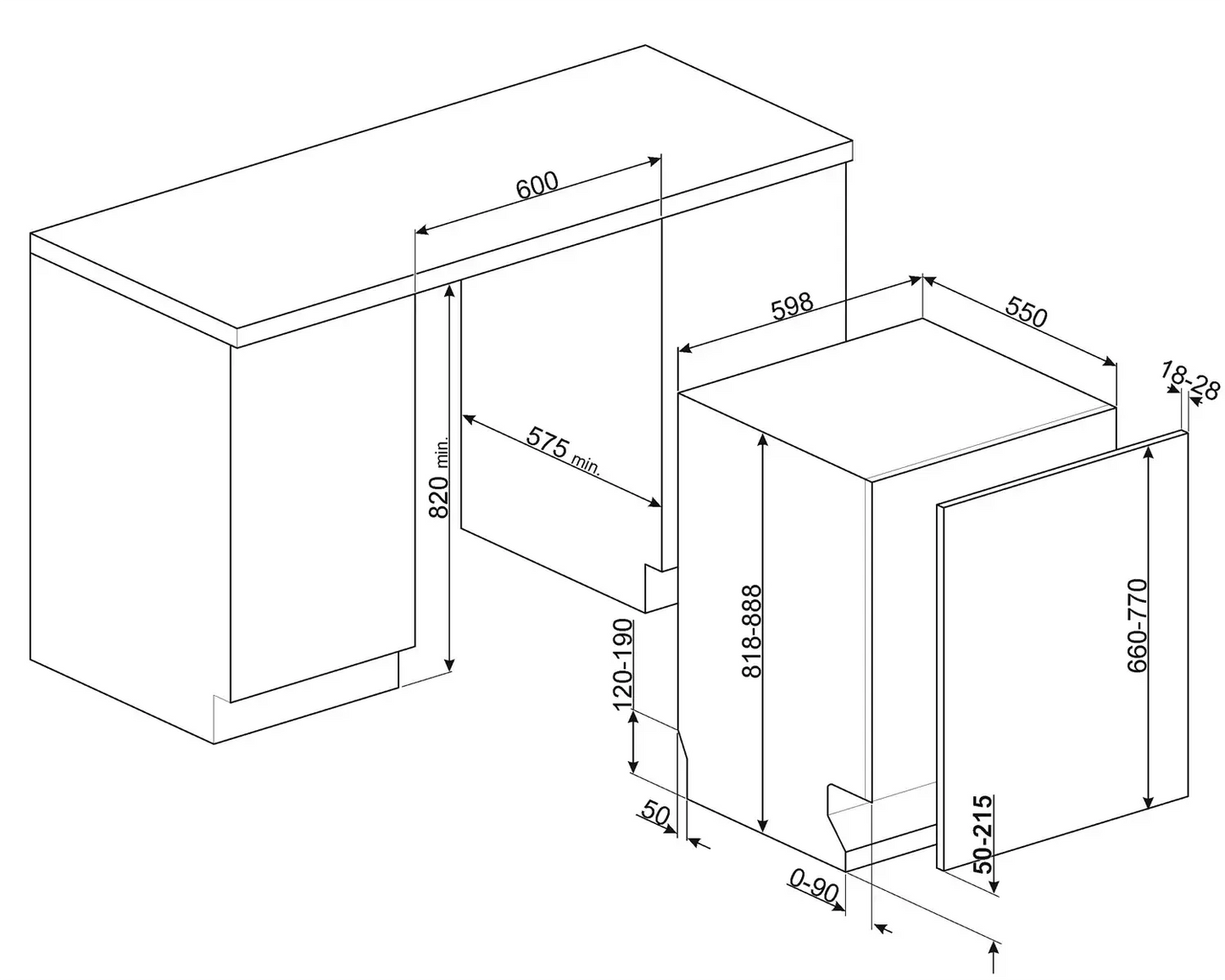 Lavavajillas 13 Cubiertos Integrado 60cm STL5352C Smeg