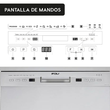 Lavavajillas Active Silver 12 Cubiertos Free Standing FDV - Caja Dañada-Lavavajillas