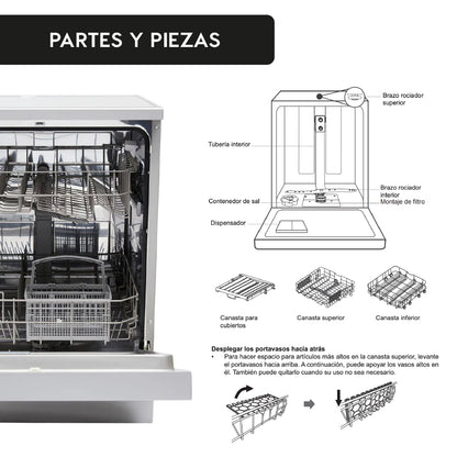 Lavavajillas Active Silver 12 Cubiertos Free Standing FDV - Caja Dañada-Lavavajillas