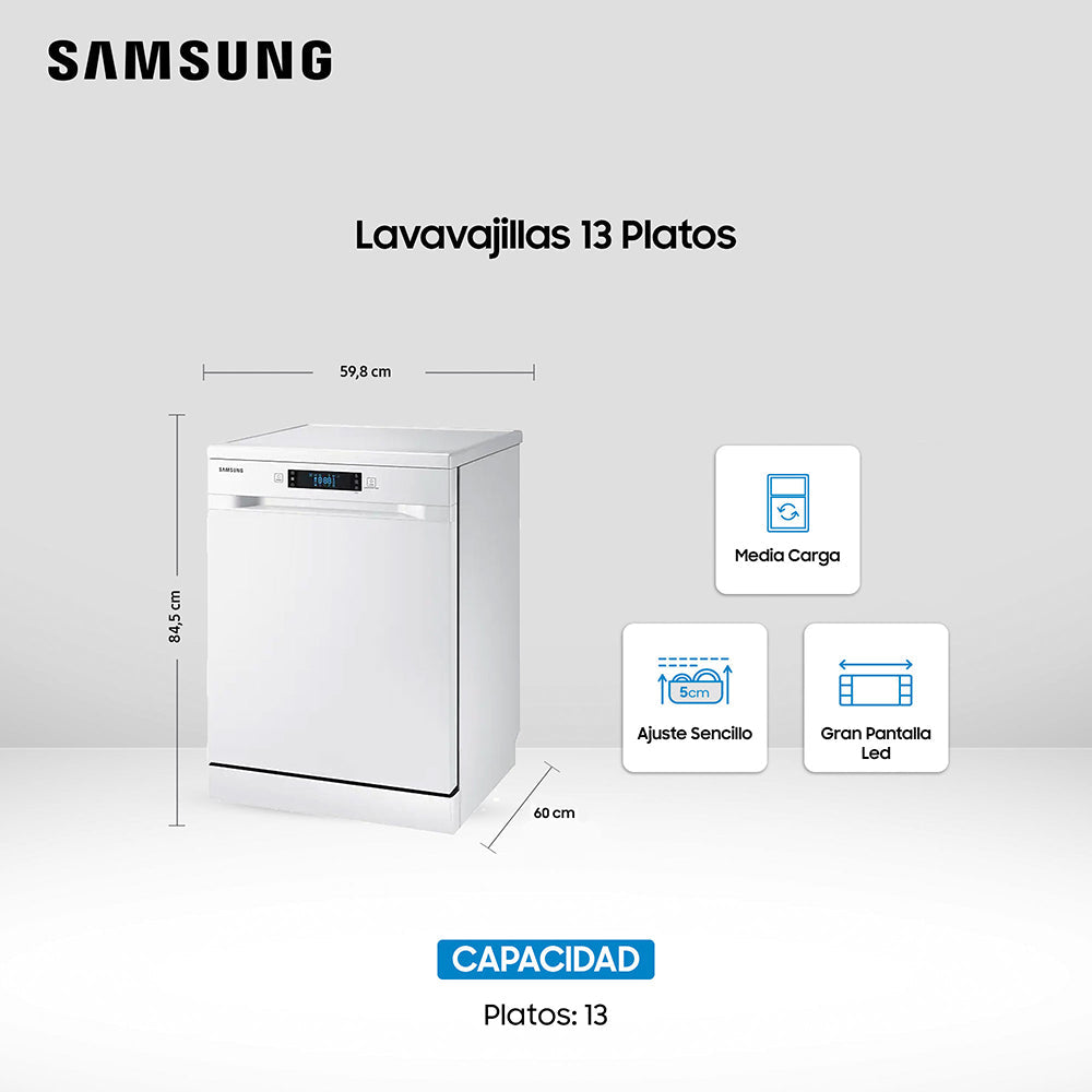 Lavavajillas DW60M6040FW 13 Cubiertos Free Standing Samsung - Caja Dañada-Lavavajillas