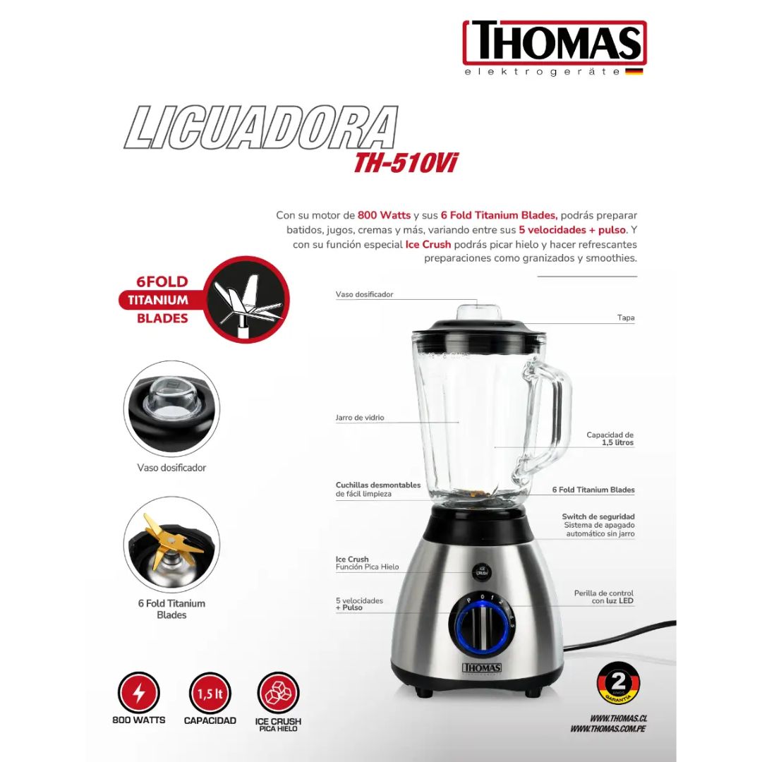 Licuadora TH-510Vi Thomas9#Negro