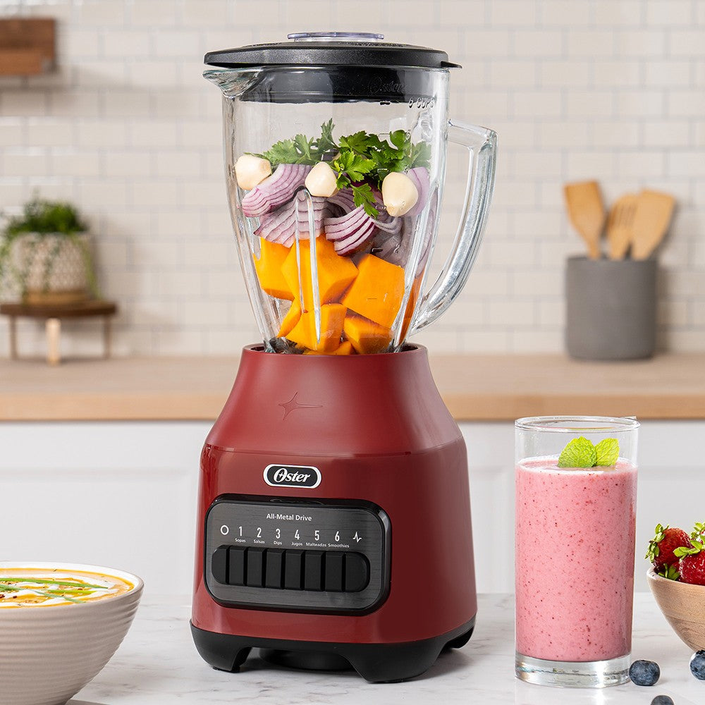Licuadora Vaso de Vidrio 6 Velocidades + Pulso Blstpeg Oster5#Rojo