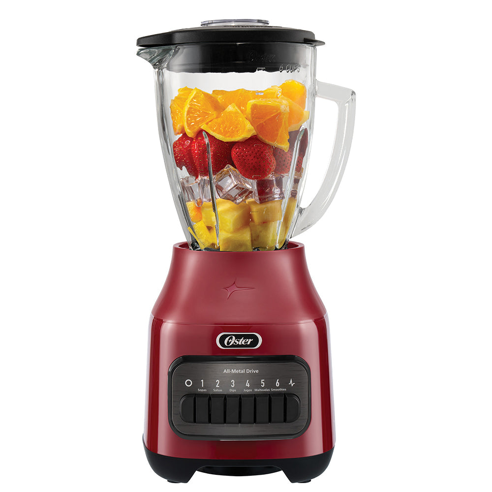 Licuadora Vaso de Vidrio 6 Velocidades + Pulso Blstpeg Oster9#Rojo