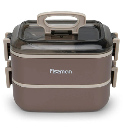 Lonchera Premium Tupper Doble 1800ml 20x12x14cm Café Fissman2#undefined
