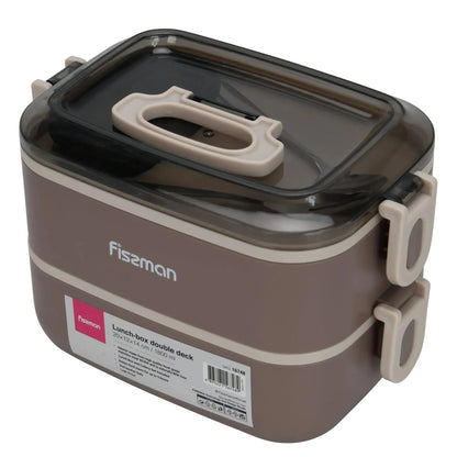 Lonchera Premium Tupper Doble 1800ml 20x12x14cm Café Fissman9#undefined